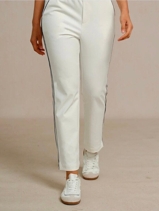 Acegolfs Pants - ACEGOLFS EAGLE 28 Inch Performance Stretch Ankle Pants White W/ Stripes Medium